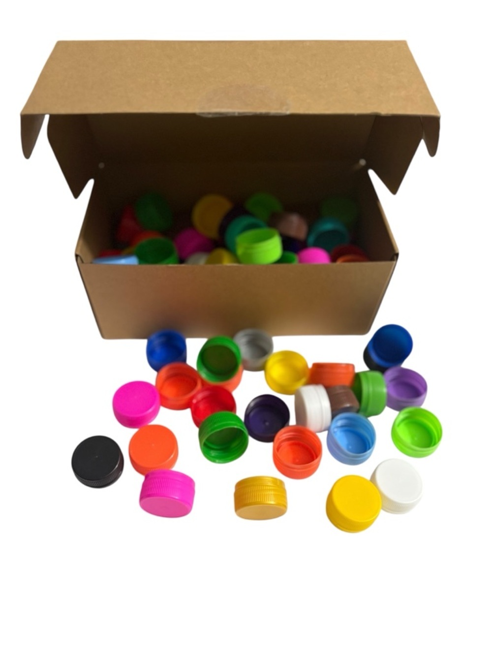 Assorted Color Plastic Bottle Caps - Multiple Colours Party Pack. 100 caps